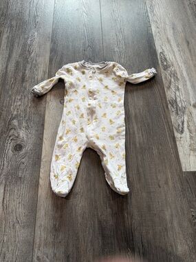 Disney White Footed Baby One-Piece with Yellow Duck Print